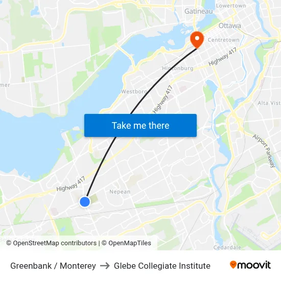 Greenbank / Monterey to Glebe Collegiate Institute map