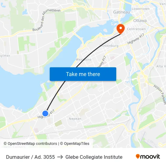 Dumaurier / Ad. 3055 to Glebe Collegiate Institute map