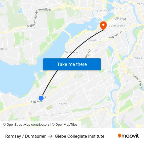 Ramsey / Dumaurier to Glebe Collegiate Institute map