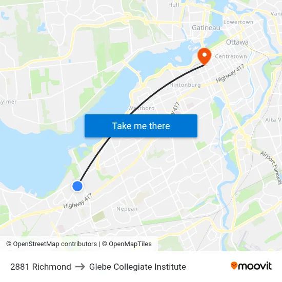 2881 Richmond to Glebe Collegiate Institute map