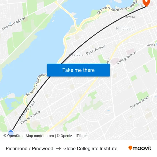 Richmond / Pinewood to Glebe Collegiate Institute map