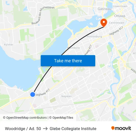 Woodridge / Ad. 50 to Glebe Collegiate Institute map