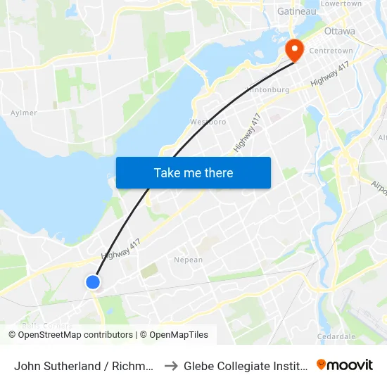 John Sutherland / Richmond to Glebe Collegiate Institute map