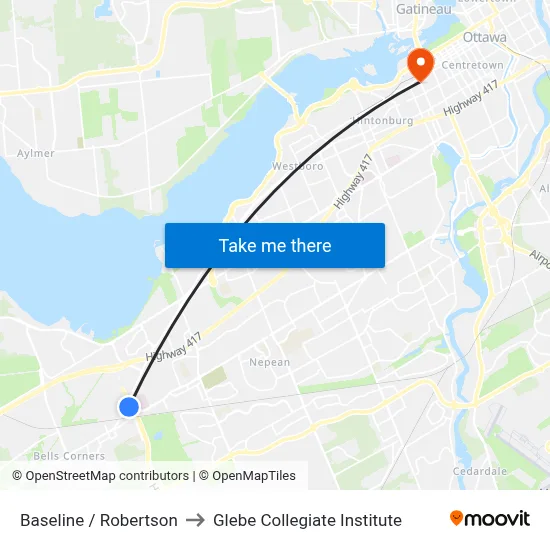 Baseline / Robertson to Glebe Collegiate Institute map