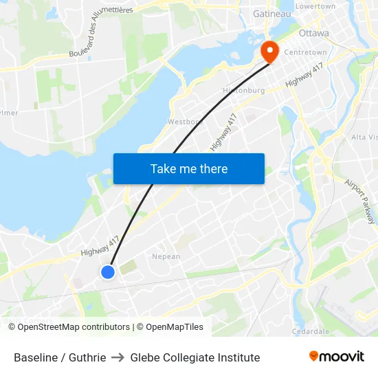Baseline / Guthrie to Glebe Collegiate Institute map