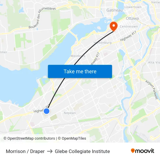 Morrison / Draper to Glebe Collegiate Institute map