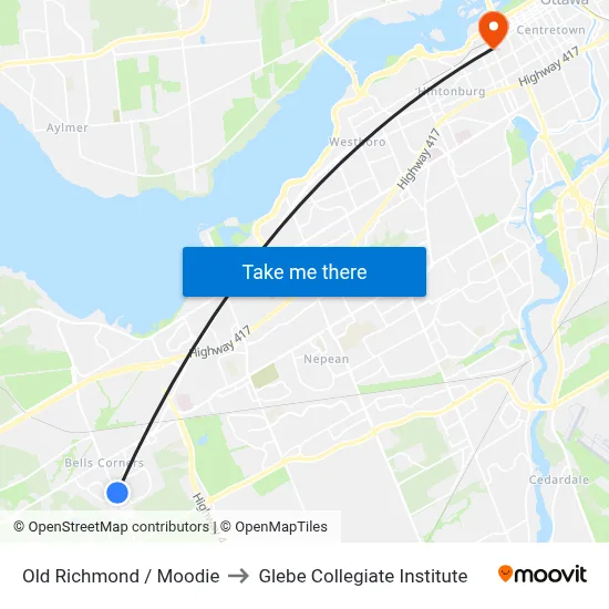 Old Richmond / Moodie to Glebe Collegiate Institute map