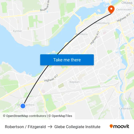 Robertson / Fitzgerald to Glebe Collegiate Institute map