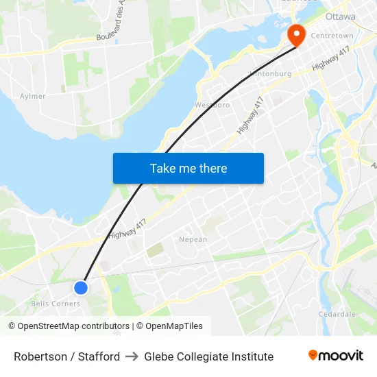 Robertson / Stafford to Glebe Collegiate Institute map