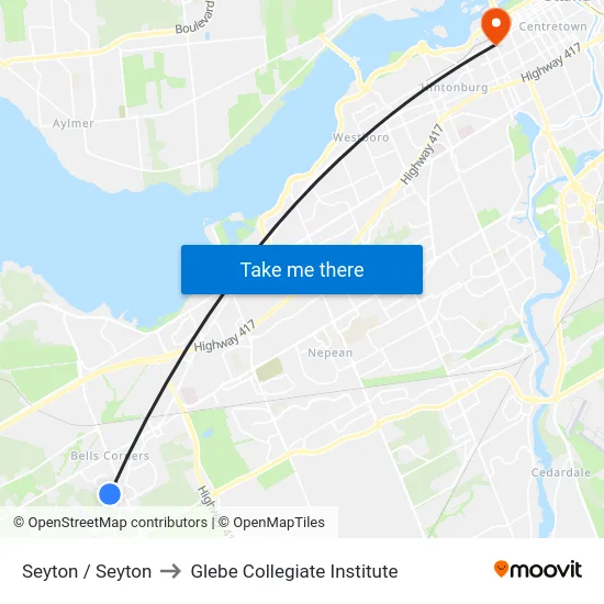 Seyton / Seyton to Glebe Collegiate Institute map