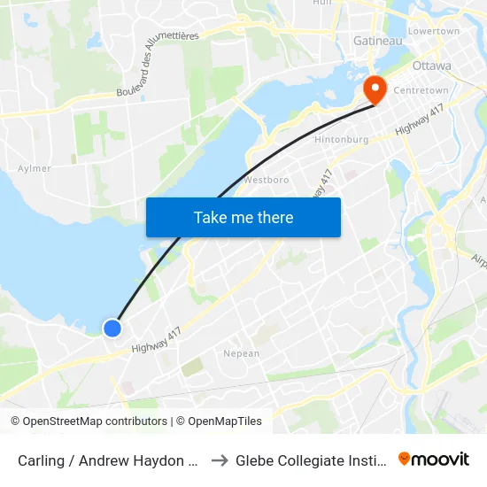 Carling / Andrew Haydon Park to Glebe Collegiate Institute map