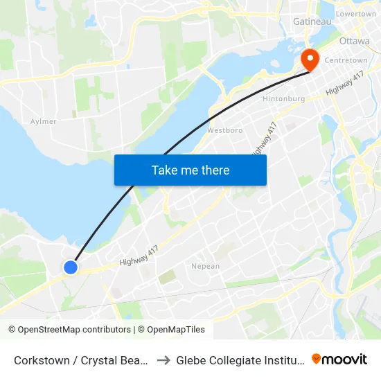 Corkstown / Crystal Beach to Glebe Collegiate Institute map