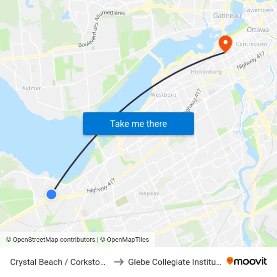 Crystal Beach / Corkstown to Glebe Collegiate Institute map