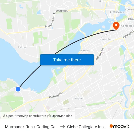 Murmansk Run / Carling Campus to Glebe Collegiate Institute map