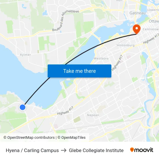 Hyena / Carling Campus to Glebe Collegiate Institute map