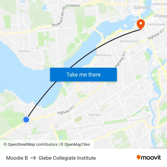Moodie B to Glebe Collegiate Institute map