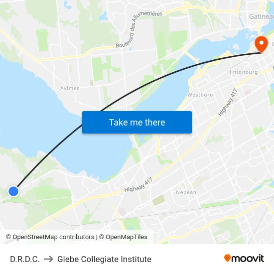 D.R.D.C. to Glebe Collegiate Institute map
