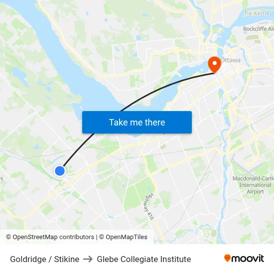 Goldridge / Stikine to Glebe Collegiate Institute map