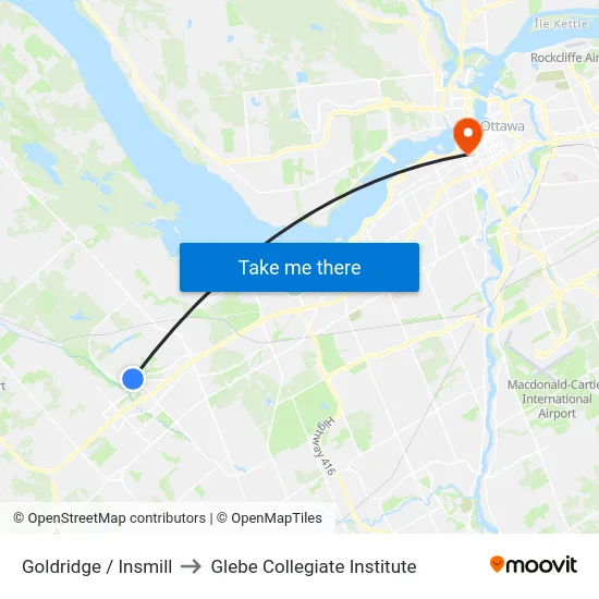 Goldridge / Insmill to Glebe Collegiate Institute map