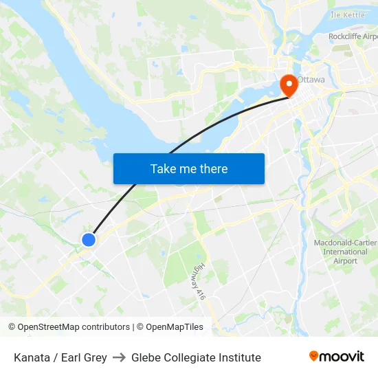 Kanata / Earl Grey to Glebe Collegiate Institute map