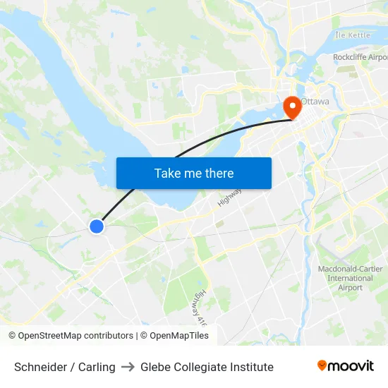 Schneider / Carling to Glebe Collegiate Institute map