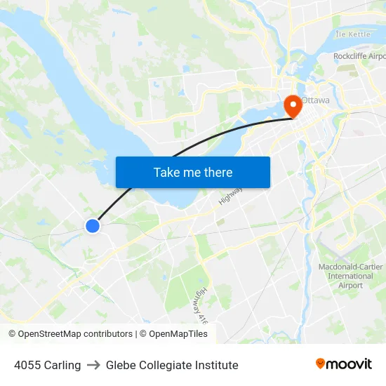 4055 Carling to Glebe Collegiate Institute map