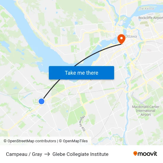 Campeau / Gray to Glebe Collegiate Institute map