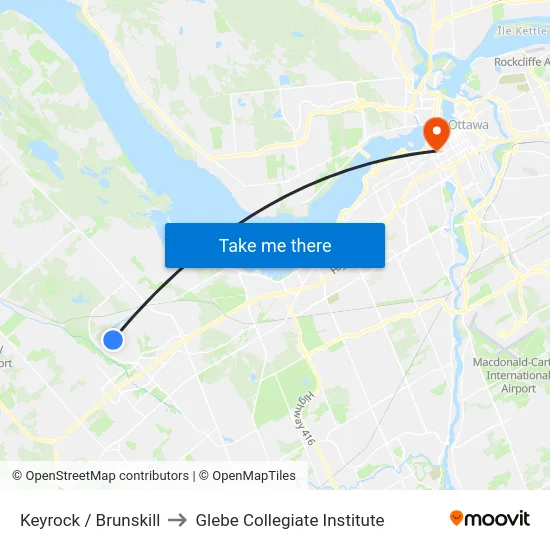 Keyrock / Brunskill to Glebe Collegiate Institute map
