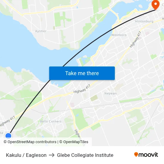 Kakulu / Eagleson to Glebe Collegiate Institute map