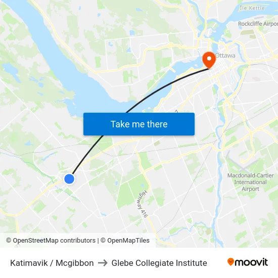 Katimavik / Mcgibbon to Glebe Collegiate Institute map