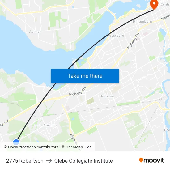 2775 Robertson to Glebe Collegiate Institute map