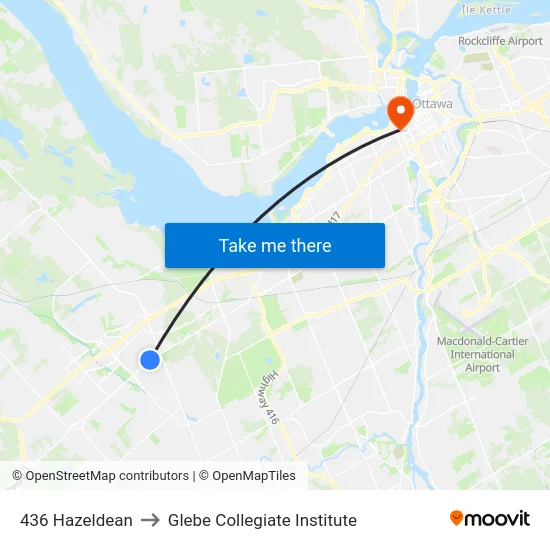 436 Hazeldean to Glebe Collegiate Institute map