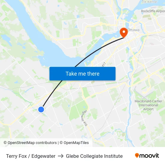 Terry Fox / Edgewater to Glebe Collegiate Institute map