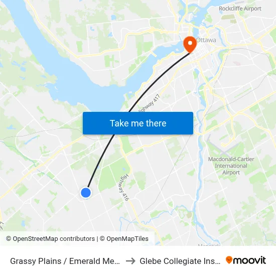 Grassy Plains / Emerald Meadows to Glebe Collegiate Institute map
