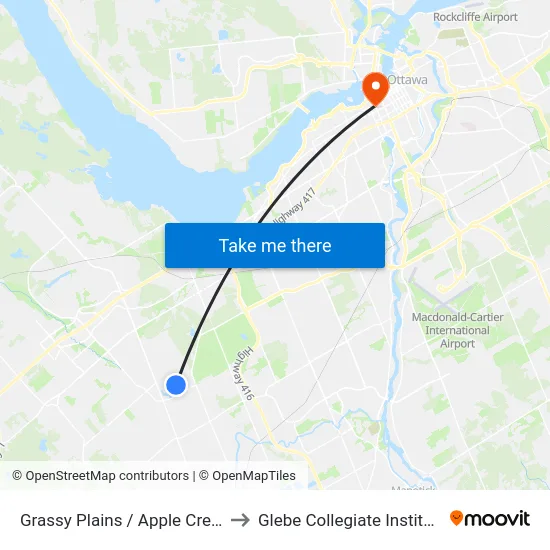 Grassy Plains / Apple Creek to Glebe Collegiate Institute map