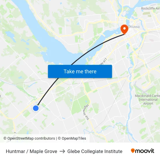 Huntmar / Maple Grove to Glebe Collegiate Institute map