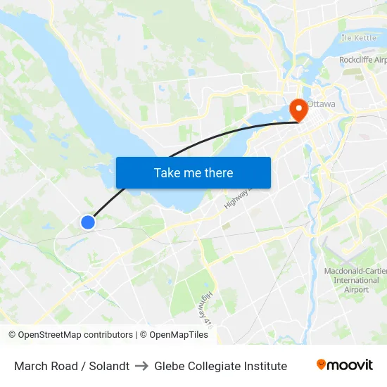 March Road / Solandt to Glebe Collegiate Institute map