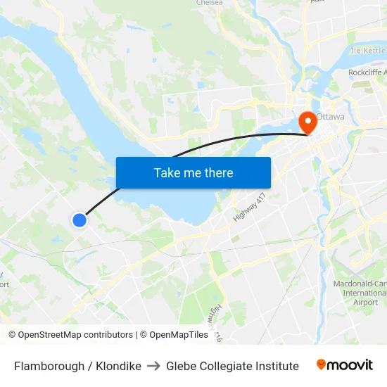 Flamborough / Klondike to Glebe Collegiate Institute map