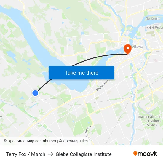 Terry Fox / March to Glebe Collegiate Institute map