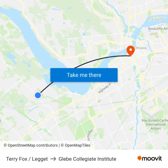 Terry Fox / Legget to Glebe Collegiate Institute map