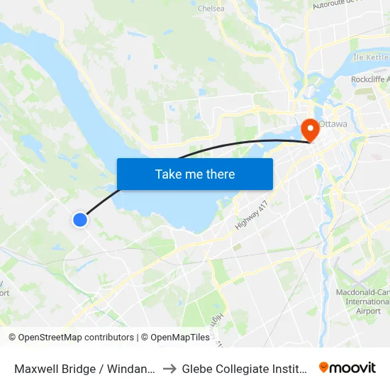 Maxwell Bridge / Windance to Glebe Collegiate Institute map