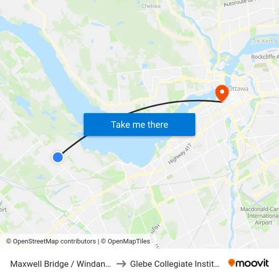 Maxwell Bridge / Windance to Glebe Collegiate Institute map