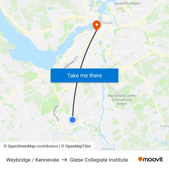 Weybridge / Kennevale to Glebe Collegiate Institute map