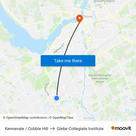 Kennevale / Cobble Hill to Glebe Collegiate Institute map