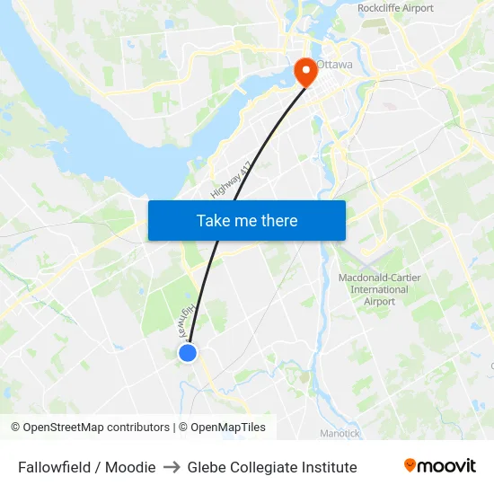 Fallowfield / Moodie to Glebe Collegiate Institute map