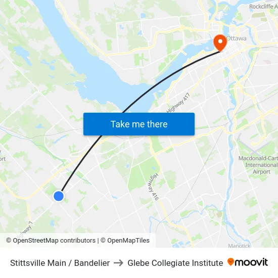 Stittsville Main / Bandelier to Glebe Collegiate Institute map