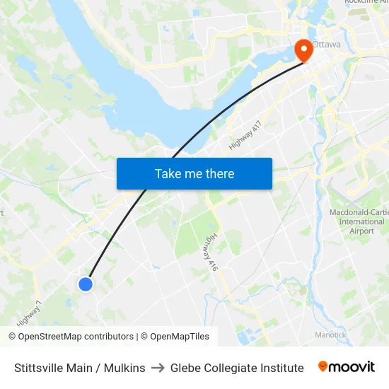 Stittsville Main / Mulkins to Glebe Collegiate Institute map