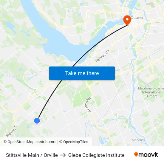 Stittsville Main / Orville to Glebe Collegiate Institute map