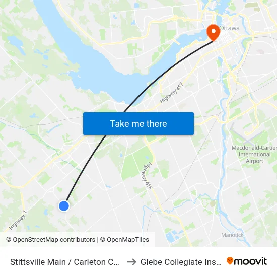 Stittsville Main / Carleton Cathcart to Glebe Collegiate Institute map