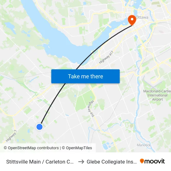 Stittsville Main / Carleton Cathcart to Glebe Collegiate Institute map